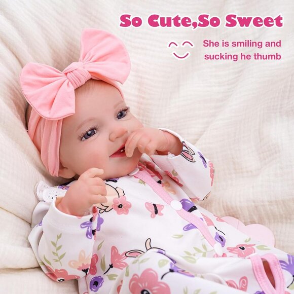🆕20inch Soft Cloth Body Newborn Baby Dolls Poseable Limbs Sweet Smile Leen Girl - Picture 4 of 6
